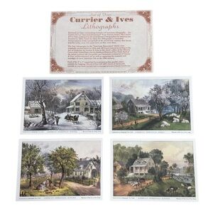 Set of 4 Currier & Ives Lithographs – “American Homestead” Seasons Collection